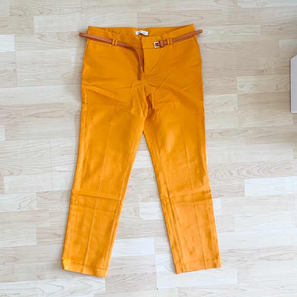Calvin Klein Women’s Orange Straight Leg Office Dress Trouser Pants with Belt - Picture 1 of 9